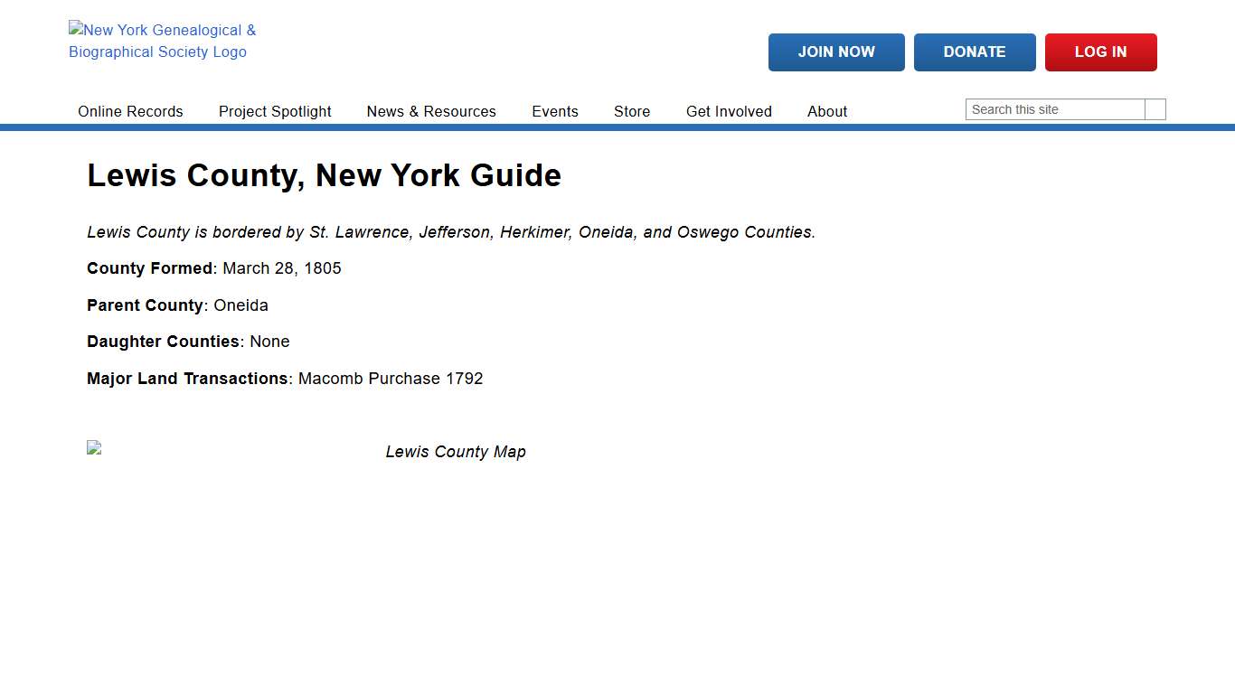 Lewis County, New York Guide New York Genealogical & Biographical Society