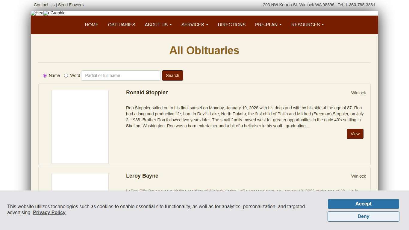 All Obituaries Cattermole Funeral Home Winlock, WA