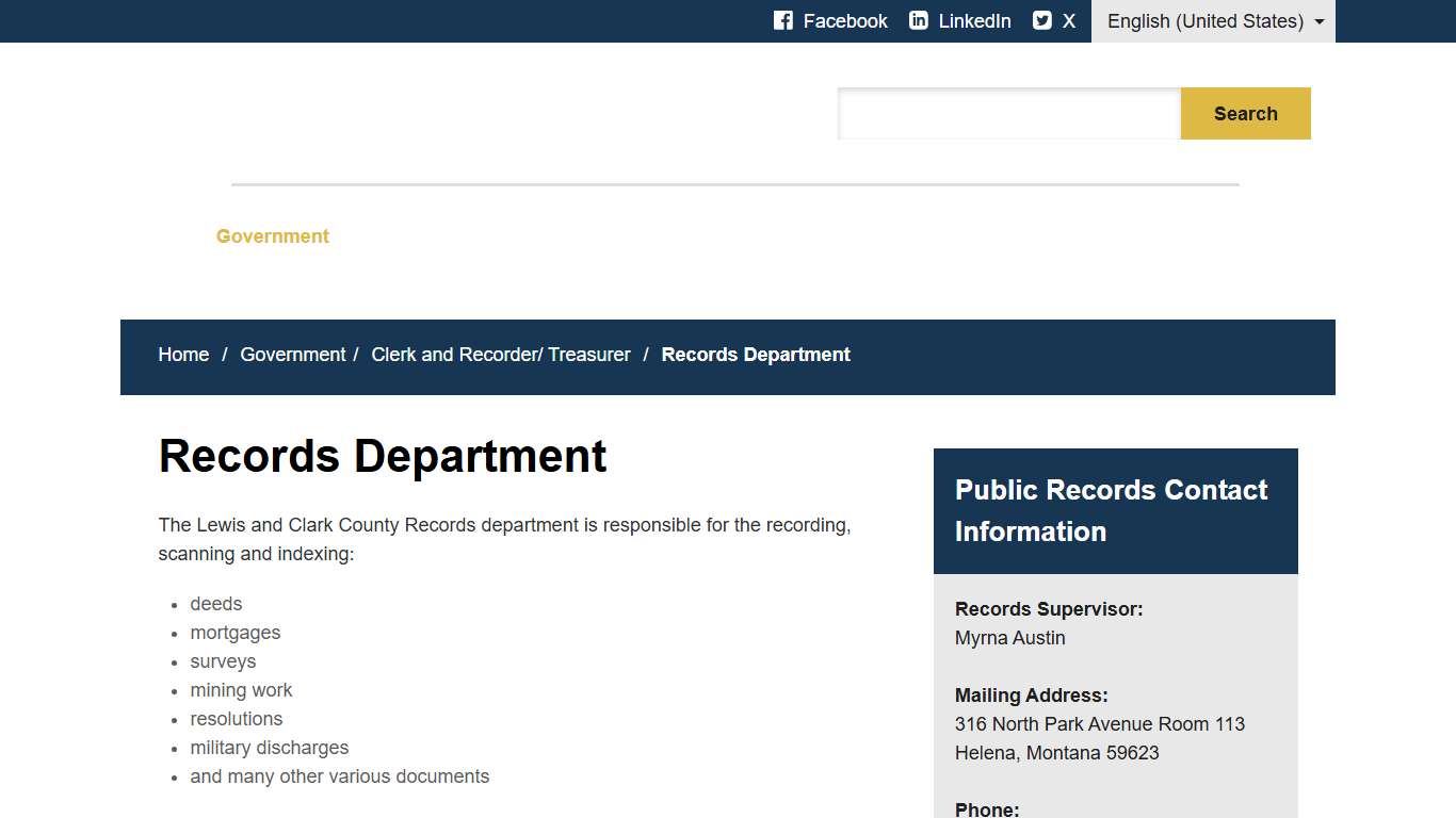 Records Department - Lewis & Clark County