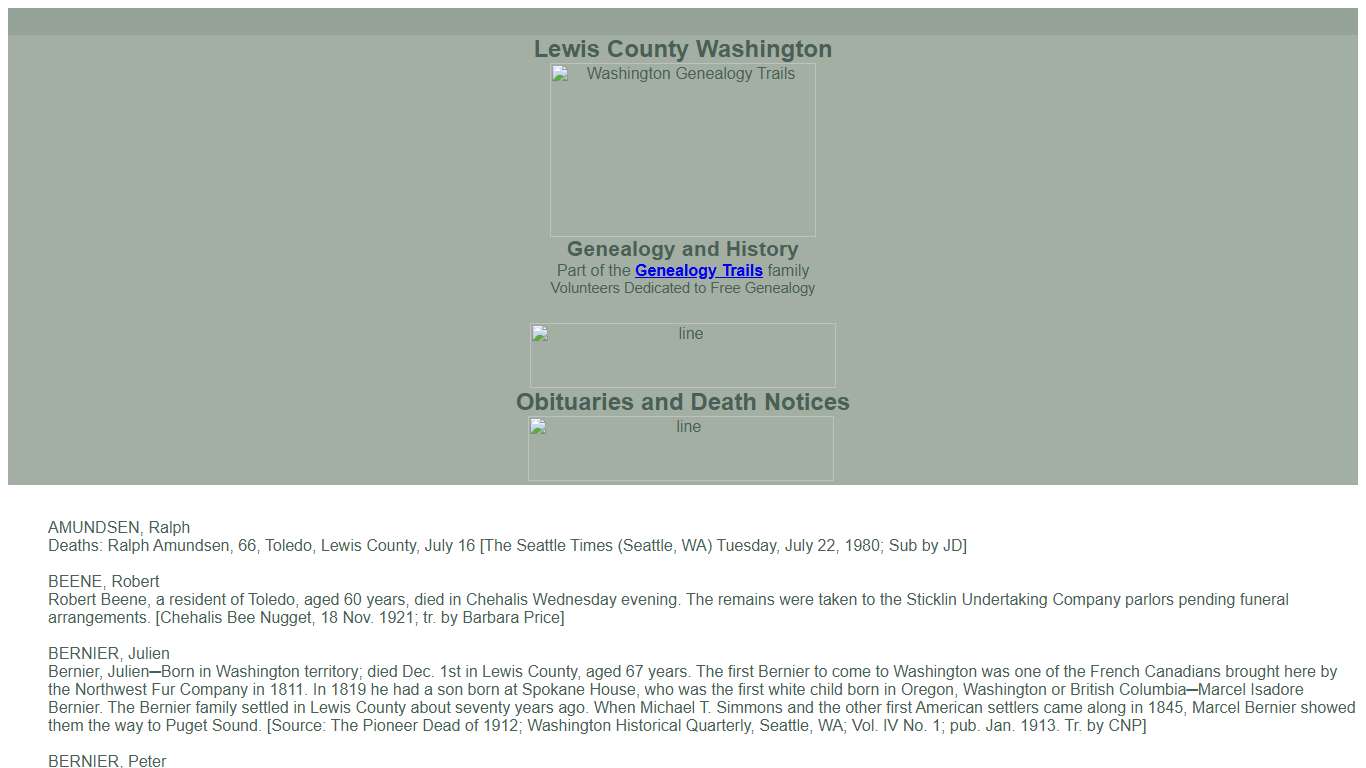 Obituaries and Death Notices in Lewis County, WA